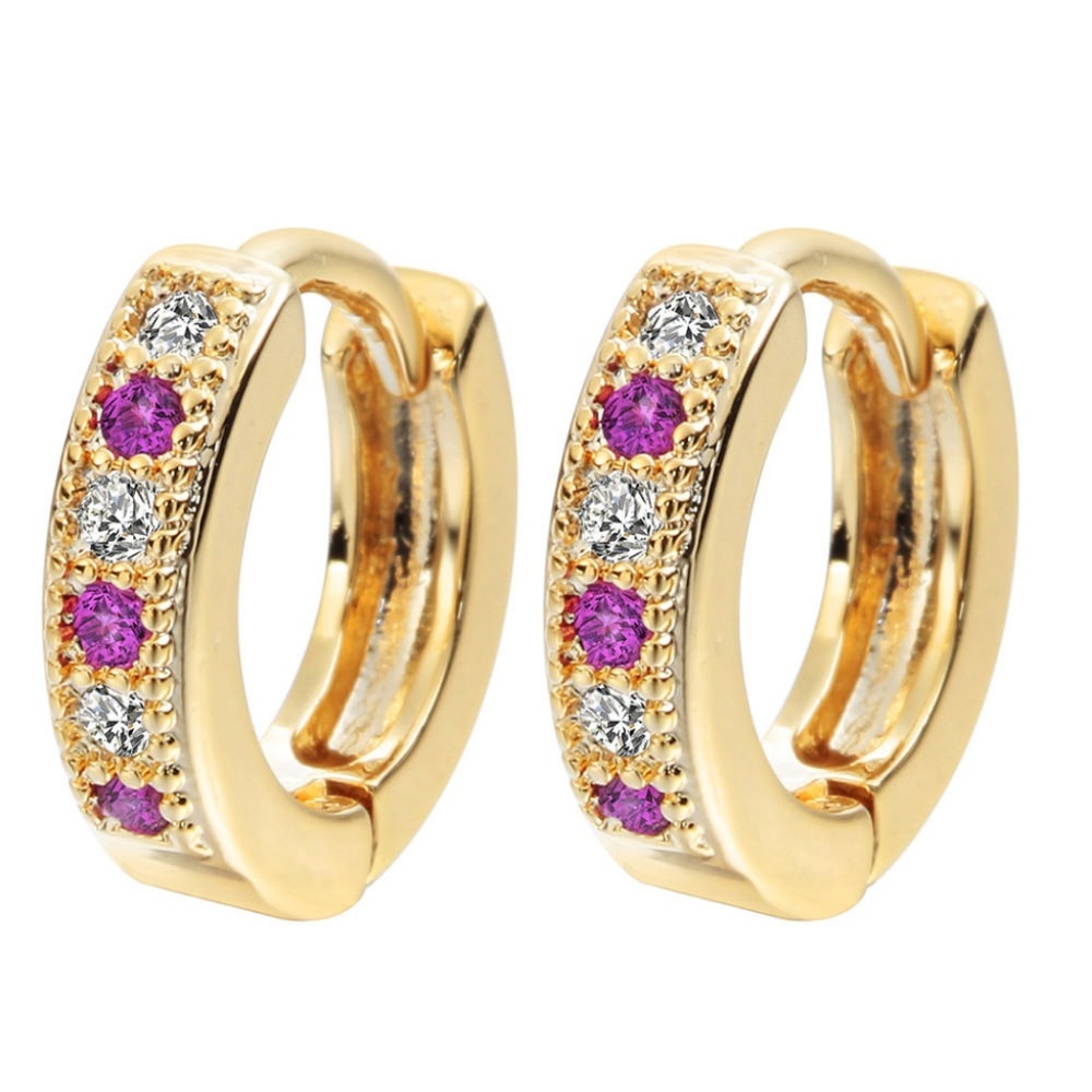 Kinitial Gold  Plated Colorful Classic Hoop Baby C - Picture 3 of 5